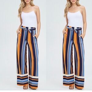 Stripe full length pants 